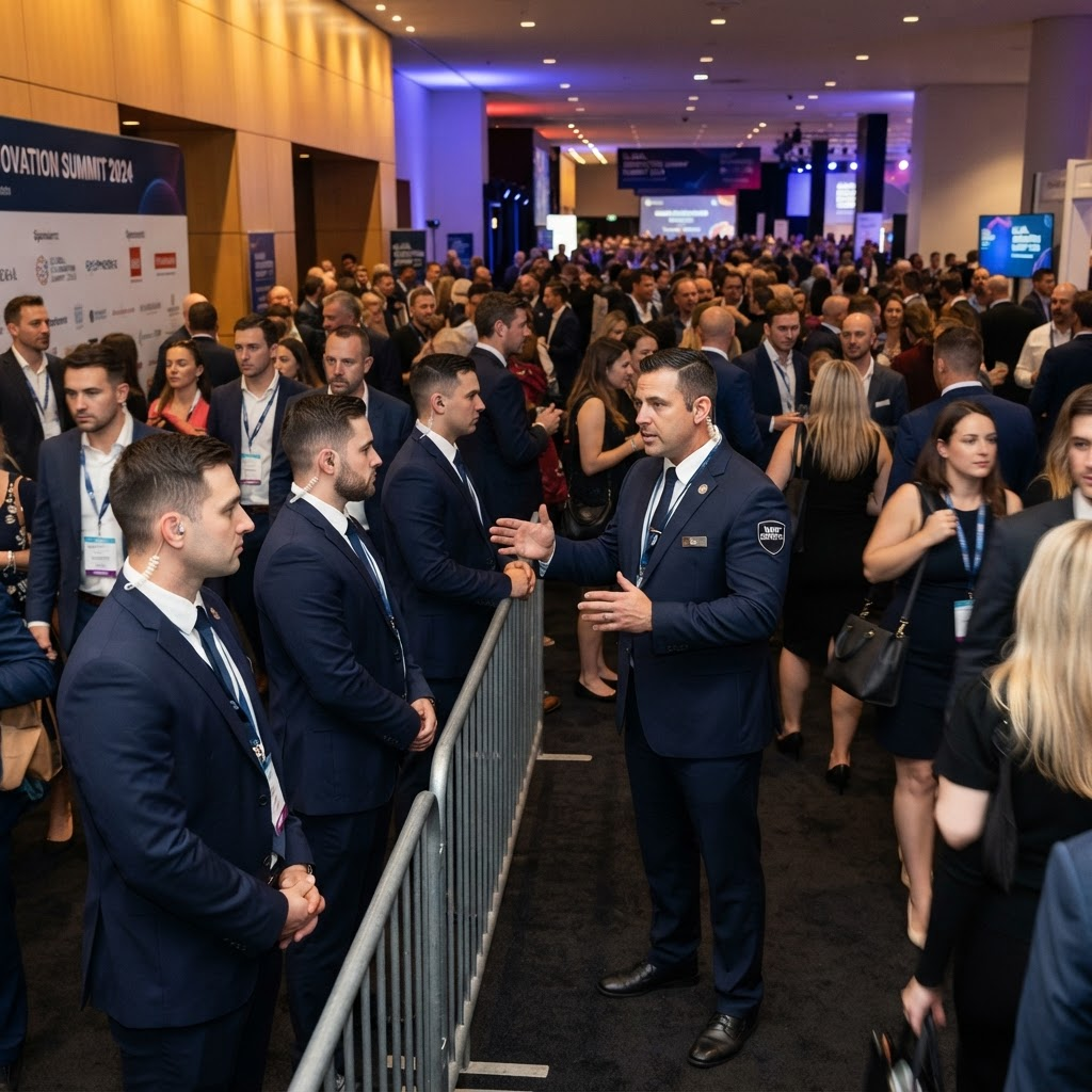 Event security team managing a crowd
