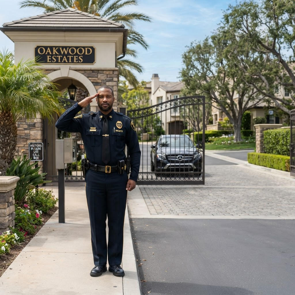 MNR security guard on duty at a residential community gate